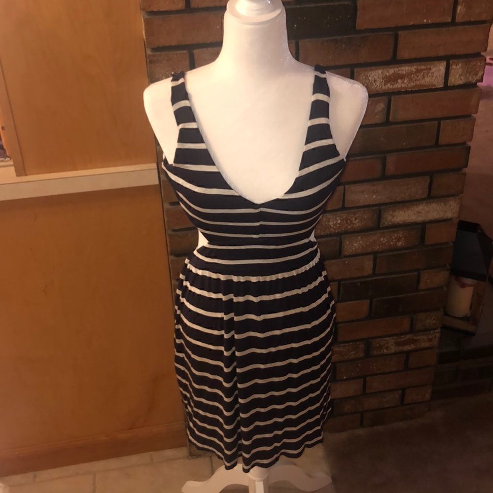 Navy and cream striped sexy soft dress